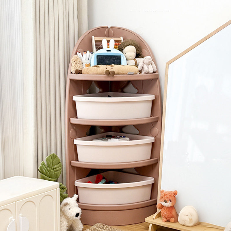 Lumendat Modern Minimalist Eco-Friendly HDPE PP Plastic Fan-Shaped Kids Corner Storage Shelf 4-Tier For Living Room & Study Lumendat