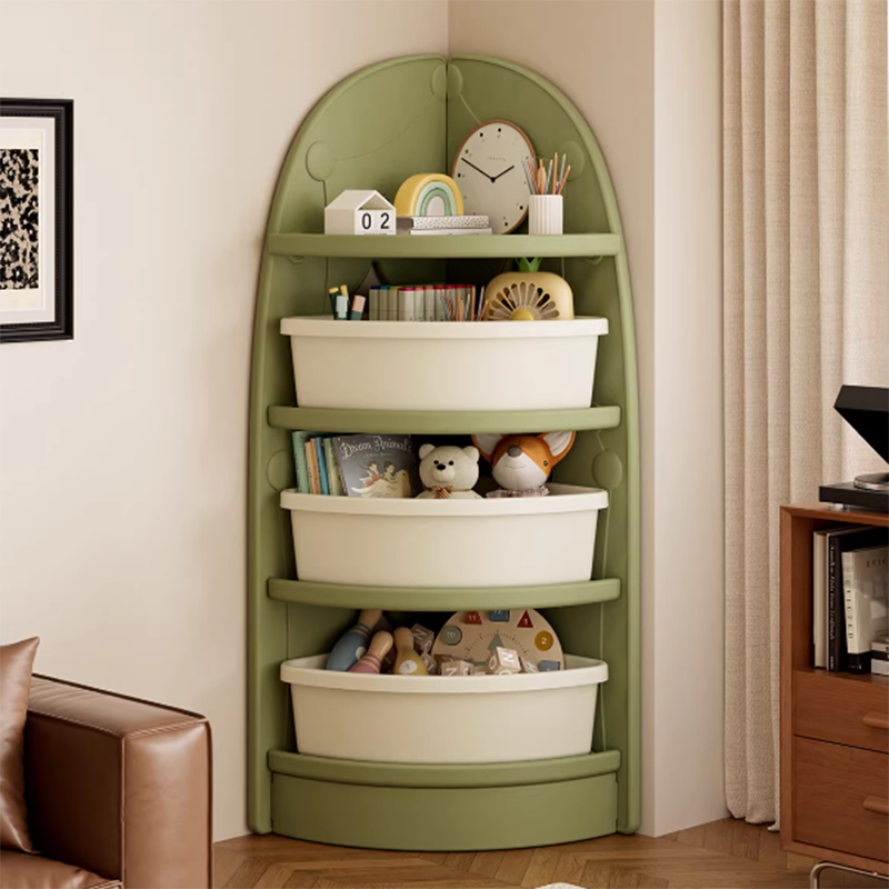 Lumendat Modern Minimalist Eco-Friendly HDPE PP Plastic Fan-Shaped Kids Corner Storage Shelf 4-Tier For Living Room & Study Lumendat