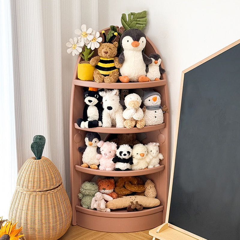 Lumendat Modern Minimalist Eco-Friendly HDPE PP Plastic Fan-Shaped Kids Corner Storage Shelf 4-Tier For Living Room & Study Lumendat