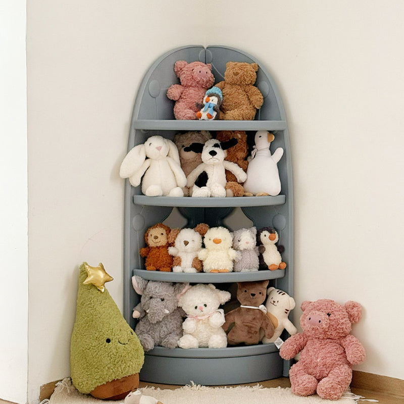 Lumendat Modern Minimalist Eco-Friendly HDPE PP Plastic Fan-Shaped Kids Corner Storage Shelf 4-Tier For Living Room & Study Lumendat