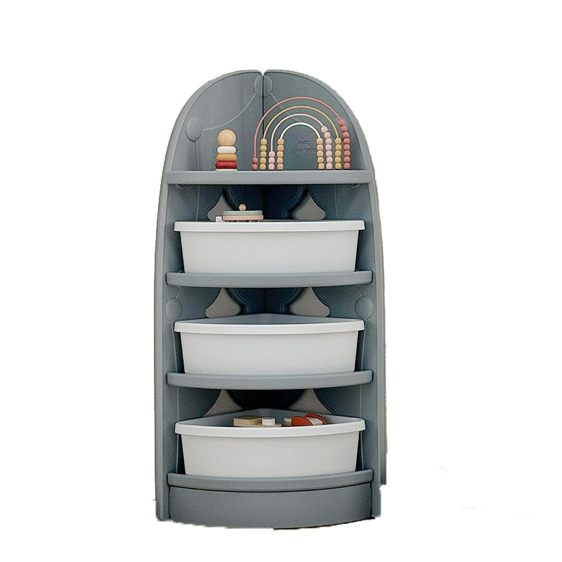 Lumendat Modern Minimalist Eco-Friendly HDPE PP Plastic Fan-Shaped Kids Corner Storage Shelf 4-Tier For Living Room & Study Lumendat
