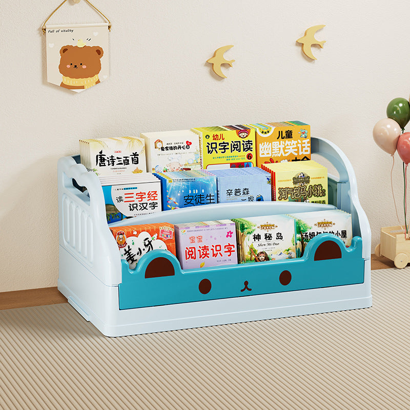 Lumendat Modern Minimalist Cartoon Cat-Shaped PP & HIPS Foldable Kids Bookshelf 3-Storage For Study Lumendat
