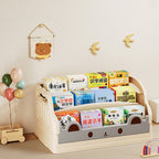 Lumendat Modern Minimalist Cartoon Cat-Shaped PP & HIPS Foldable Kids Bookshelf 3-Storage For Study Lumendat