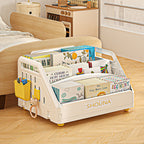 Lumendat Modern Minimalist Trapezoid PP Plastic Foldable Kids Bookshelf 3- Storage Compartment For Study Lumendat