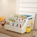 Lumendat Modern Minimalist Trapezoid PP Plastic Foldable Kids Bookshelf 3- Storage Compartment For Study Lumendat