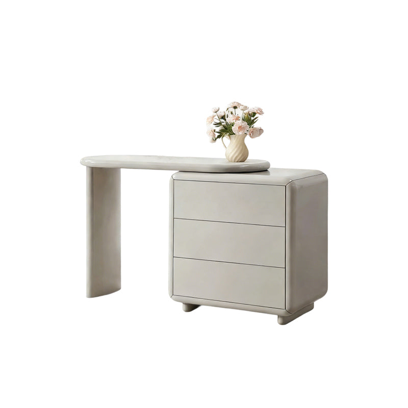 Scandinavian Extendable Makeup Vanity - High-Density MDF Solid Wood Particle Board 3-Drawer Vanity Table For Bedroom Lumendat