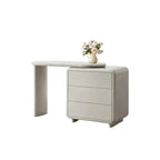 Scandinavian Extendable Makeup Vanity - High-Density MDF Solid Wood Particle Board 3-Drawer Vanity Table For Bedroom Lumendat