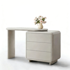 Scandinavian Extendable Makeup Vanity - High-Density MDF Solid Wood Particle Board 3-Drawer Vanity Table For Bedroom Lumendat