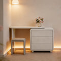 Scandinavian Extendable Makeup Vanity - High-Density MDF Solid Wood Particle Board 3-Drawer Vanity Table For Bedroom Lumendat
