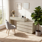 Space-Saving Extendable Dressing Table - MDF Countertop & Particle Board Drawers Makeup Vanity For Bedroom Lumendat