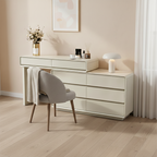Space-Saving Extendable Dressing Table - MDF Countertop & Particle Board Drawers Makeup Vanity For Bedroom Lumendat