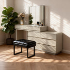 Space-Saving Extendable Dressing Table - MDF Countertop & Particle Board Drawers Makeup Vanity For Bedroom Lumendat