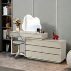Space-Saving Extendable Dressing Table - MDF Countertop & Particle Board Drawers Makeup Vanity For Bedroom Lumendat