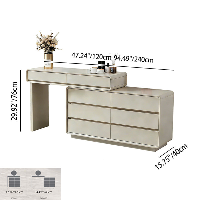 Space-Saving Extendable Dressing Table - MDF Countertop & Particle Board Drawers Makeup Vanity For Bedroom Lumendat