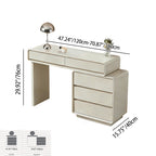 Contemporary Nordic Extendable Makeup Vanity - 5-Drawer High-Density MDF Particle Board Dressing Table For Bedroom Lumendat