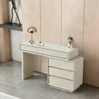 Contemporary Nordic Extendable Makeup Vanity - 5-Drawer High-Density MDF Particle Board Dressing Table For Bedroom Lumendat