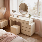 Contemporary Nordic Extendable Makeup Vanity - 5-Drawer High-Density MDF Particle Board Dressing Table For Bedroom Lumendat