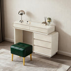 Contemporary Nordic Extendable Makeup Vanity - 5-Drawer High-Density MDF Particle Board Dressing Table For Bedroom Lumendat