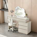 Contemporary Nordic Extendable Makeup Vanity - 5-Drawer High-Density MDF Particle Board Dressing Table For Bedroom Lumendat