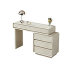 Contemporary Nordic Extendable Makeup Vanity - 5-Drawer High-Density MDF Particle Board Dressing Table For Bedroom Lumendat