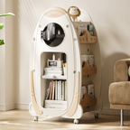 Lumendat Modern Minimalist HDPE Acrylic Cartoon Rocket Kids Movable Bookshelf 3-Tier For Living Room & Study Lumendat