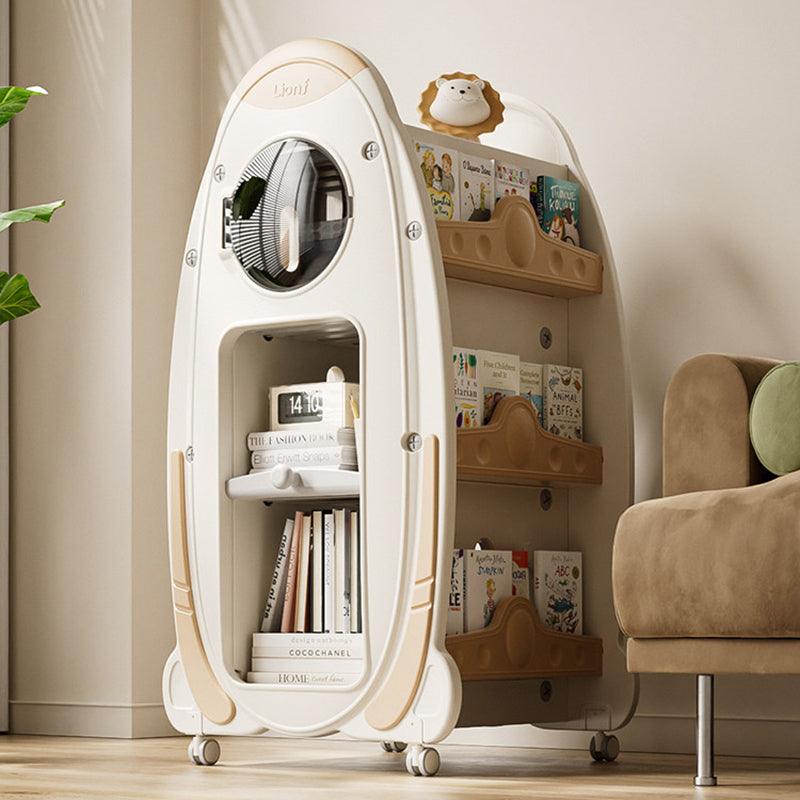 Lumendat Modern Minimalist HDPE Acrylic Cartoon Rocket Kids Movable Bookshelf 3-Tier For Living Room & Study Lumendat