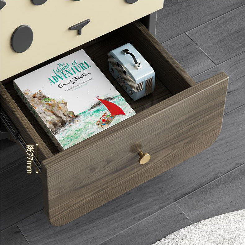 Lumendat Modern Art Deco Wood Panel Solid Wood Metal Cat-Shaped Cylindrical Nightstand With 2 Drawers For Bedroom Lumendat