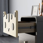Lumendat Modern Art Deco Wood Panel Solid Wood Metal Cat-Shaped Cylindrical Nightstand With 2 Drawers For Bedroom Lumendat
