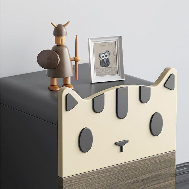 Lumendat Modern Art Deco Wood Panel Solid Wood Metal Cat-Shaped Cylindrical Nightstand With 2 Drawers For Bedroom Lumendat