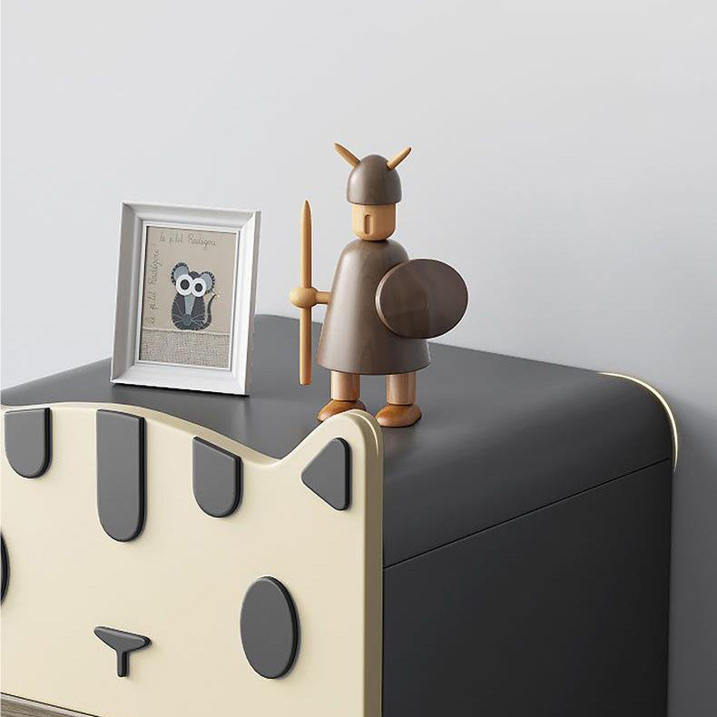 Lumendat Modern Art Deco Wood Panel Solid Wood Metal Cat-Shaped Cylindrical Nightstand With 2 Drawers For Bedroom Lumendat