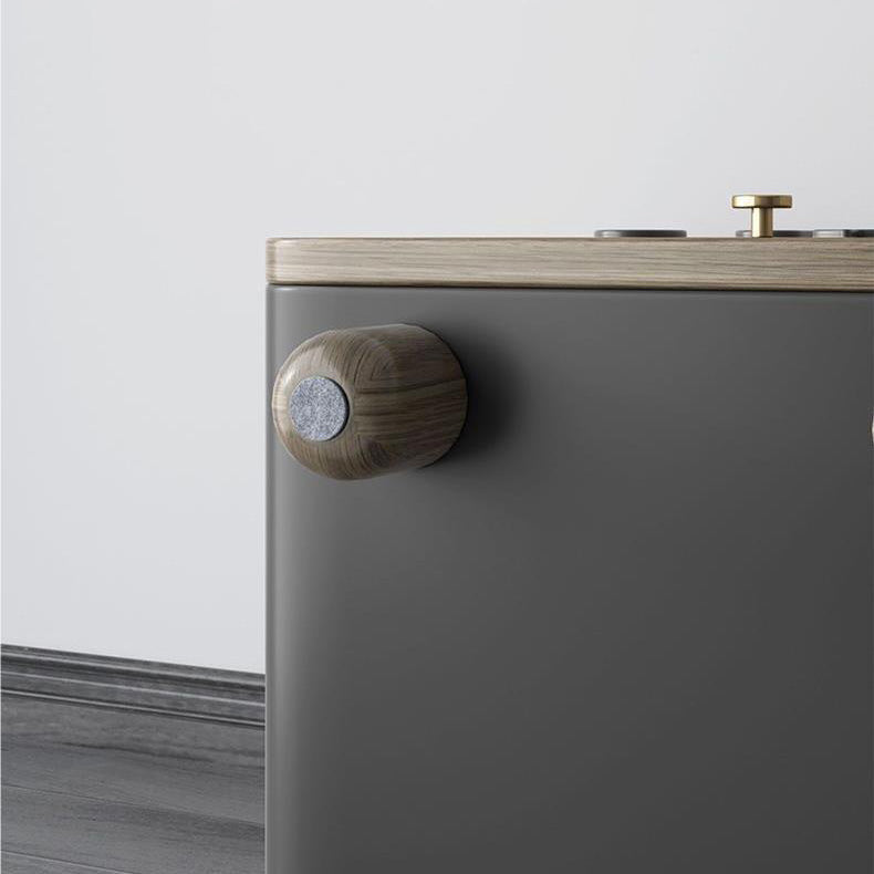 Lumendat Modern Art Deco Wood Panel Solid Wood Metal Cat-Shaped Cylindrical Nightstand With 2 Drawers For Bedroom Lumendat