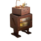 Lumendat Contemporary Creative Solid Wood Glass Rounded Robot-Shaped Nightstand With 2 Storage For Bedroom & Living Room Lumendat