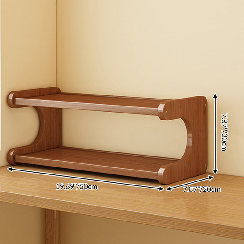 Traditional Vintage Bamboo Medium Density Fiberboard Rounded E-Shaped Storage Shelf 2/3/4-Tier For Home Office DFM-F