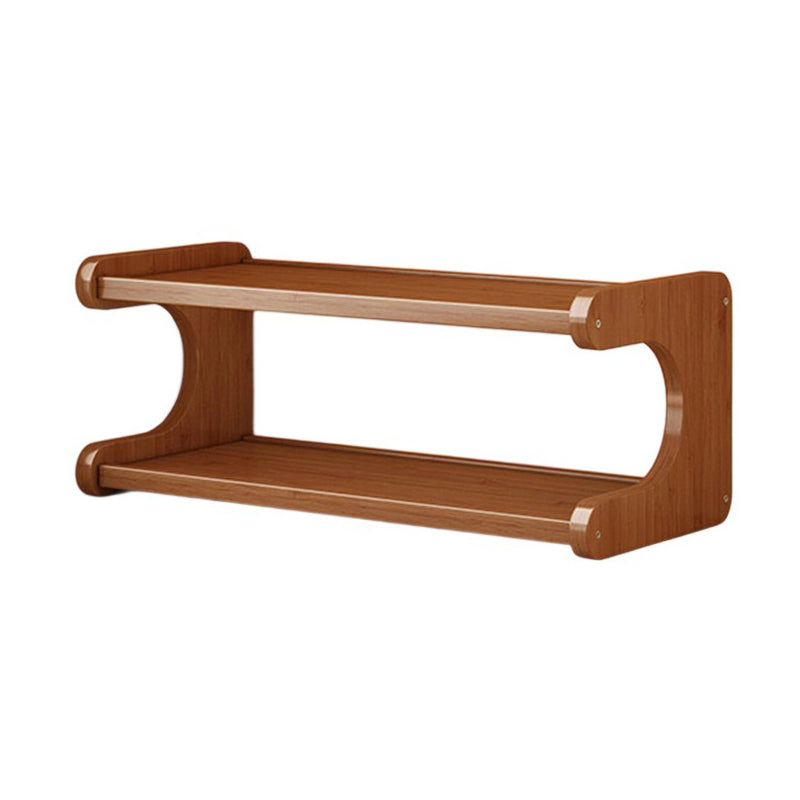 Traditional Vintage Bamboo Medium Density Fiberboard Rounded E-Shaped Storage Shelf 2/3/4-Tier For Home Office DFM-F