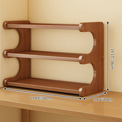 Traditional Vintage Bamboo Medium Density Fiberboard Rounded E-Shaped Storage Shelf 2/3/4-Tier For Home Office
