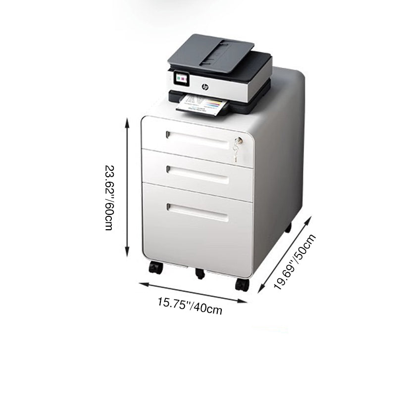 Modern Minimalist Steel Curved Rectangular Storage Cabinet With 2/3 Drawers For Home Office