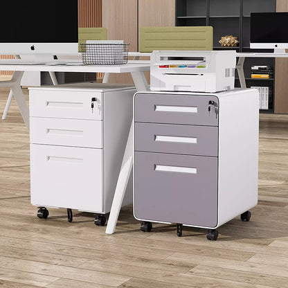 Modern Minimalist Steel Curved Rectangular Storage Cabinet With 2/3 Drawers For Home Office