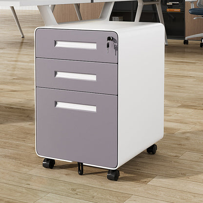 Modern Minimalist Steel Curved Rectangular Storage Cabinet With 2/3 Drawers For Home Office