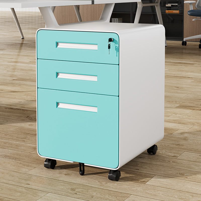 Modern Minimalist Steel Curved Rectangular Storage Cabinet With 2/3 Drawers For Home Office