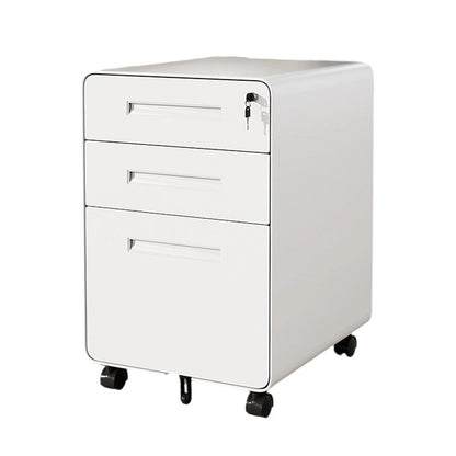 Modern Minimalist Steel Curved Rectangular Storage Cabinet With 2/3 Drawers For Home Office