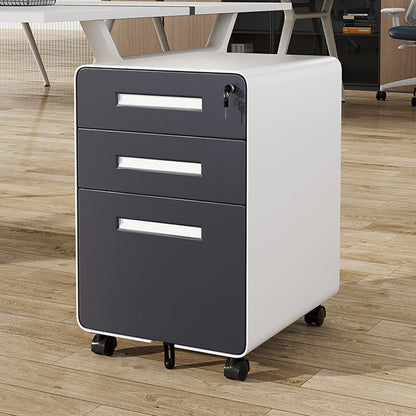 Modern Minimalist Steel Curved Rectangular Storage Cabinet With 2/3 Drawers For Home Office