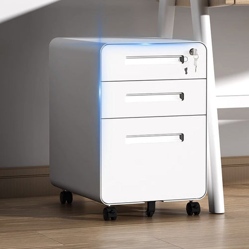 Modern Minimalist Steel Curved Rectangular Storage Cabinet With 2/3 Drawers For Home Office