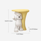 Lumendat Modern Art Deco Resin Kids Heart Bear Side Table 1-Tier For Living Room Lumendat