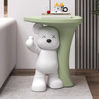 Lumendat Modern Art Deco Resin Kids Heart Bear Side Table 1-Tier For Living Room Lumendat