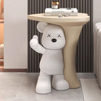Lumendat Modern Art Deco Resin Kids Heart Bear Side Table 1-Tier For Living Room Lumendat