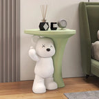 Lumendat Modern Art Deco Resin Kids Heart Bear Side Table 1-Tier For Living Room Lumendat