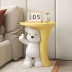 Lumendat Modern Art Deco Resin Kids Heart Bear Side Table 1-Tier For Living Room Lumendat