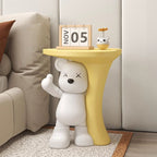 Lumendat Modern Art Deco Resin Kids Heart Bear Side Table 1-Tier For Living Room Lumendat