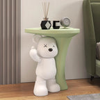Lumendat Modern Art Deco Resin Kids Heart Bear Side Table 1-Tier For Living Room Lumendat