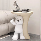 Lumendat Modern Art Deco Resin Kids Heart Bear Side Table 1-Tier For Living Room Lumendat